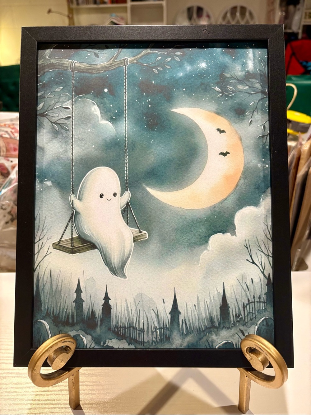 Cute Ghost Swing Framed 8x10 Art Print